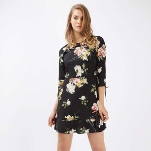 Topshop Floral Open-Back Mini Dress